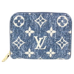 Louis Vuitton Blue Monogram Denim Zippy Coin Wallet Compact Zip Around 6lv228s