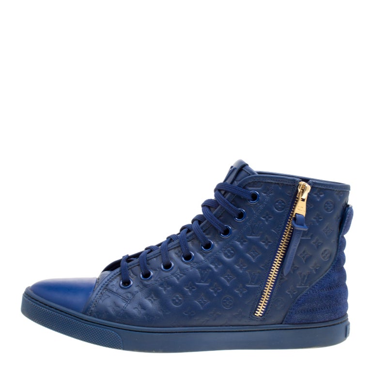 Louis Vuitton Black Leather Punchy Monogram High Top Sneakers