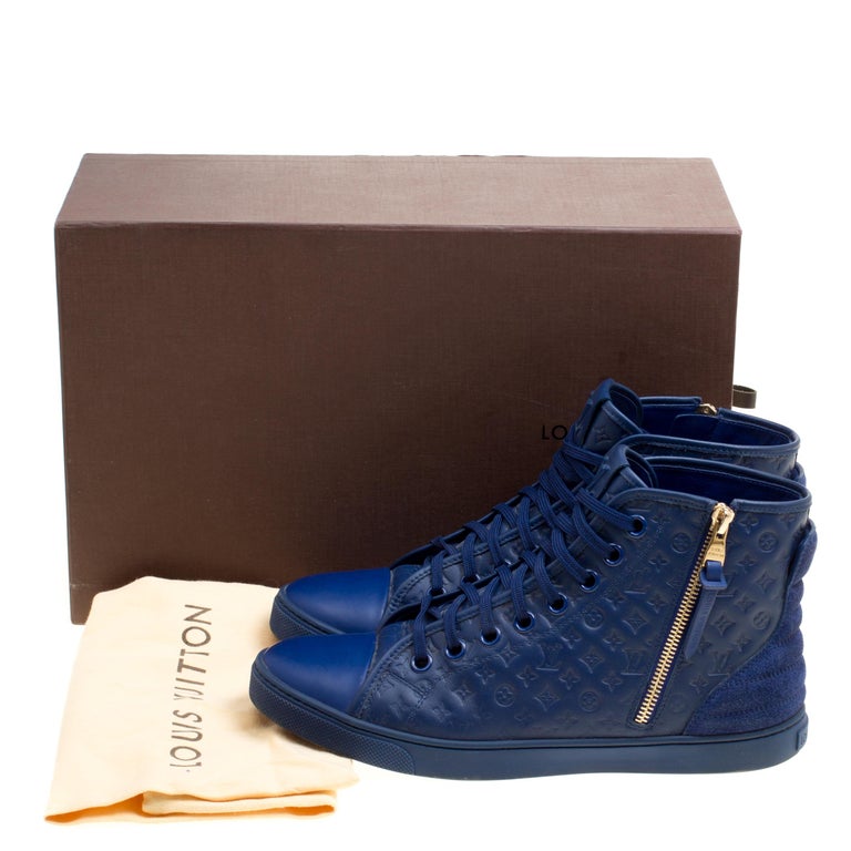 Louis Vuitton Blue Monogram Empreinte Leather Punchy High Top Sneakers Size  39 Louis Vuitton
