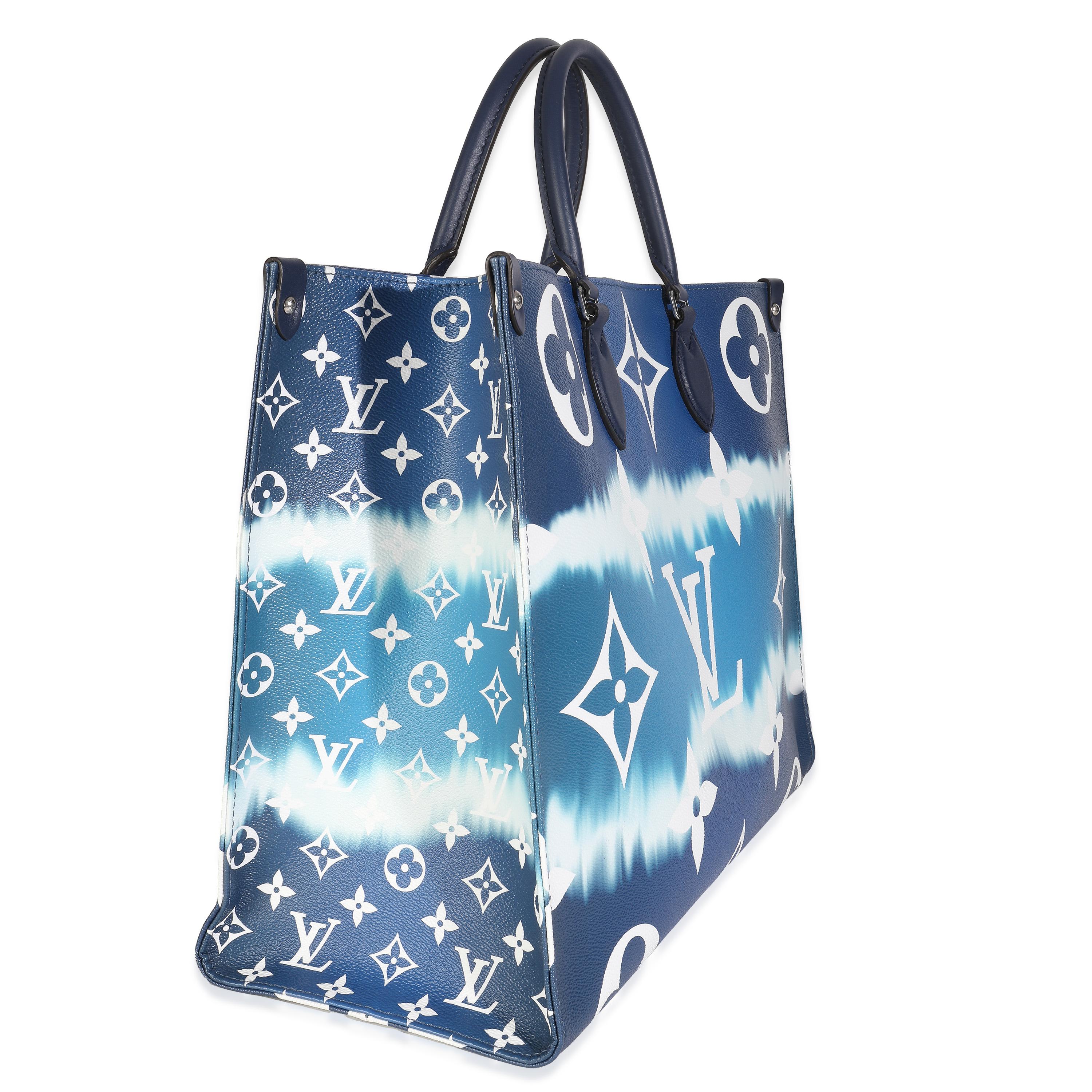 Louis Vuitton Blau Monogram Escale Segeltuch Onthego GM im Zustand „Gut“ im Angebot in New York, NY