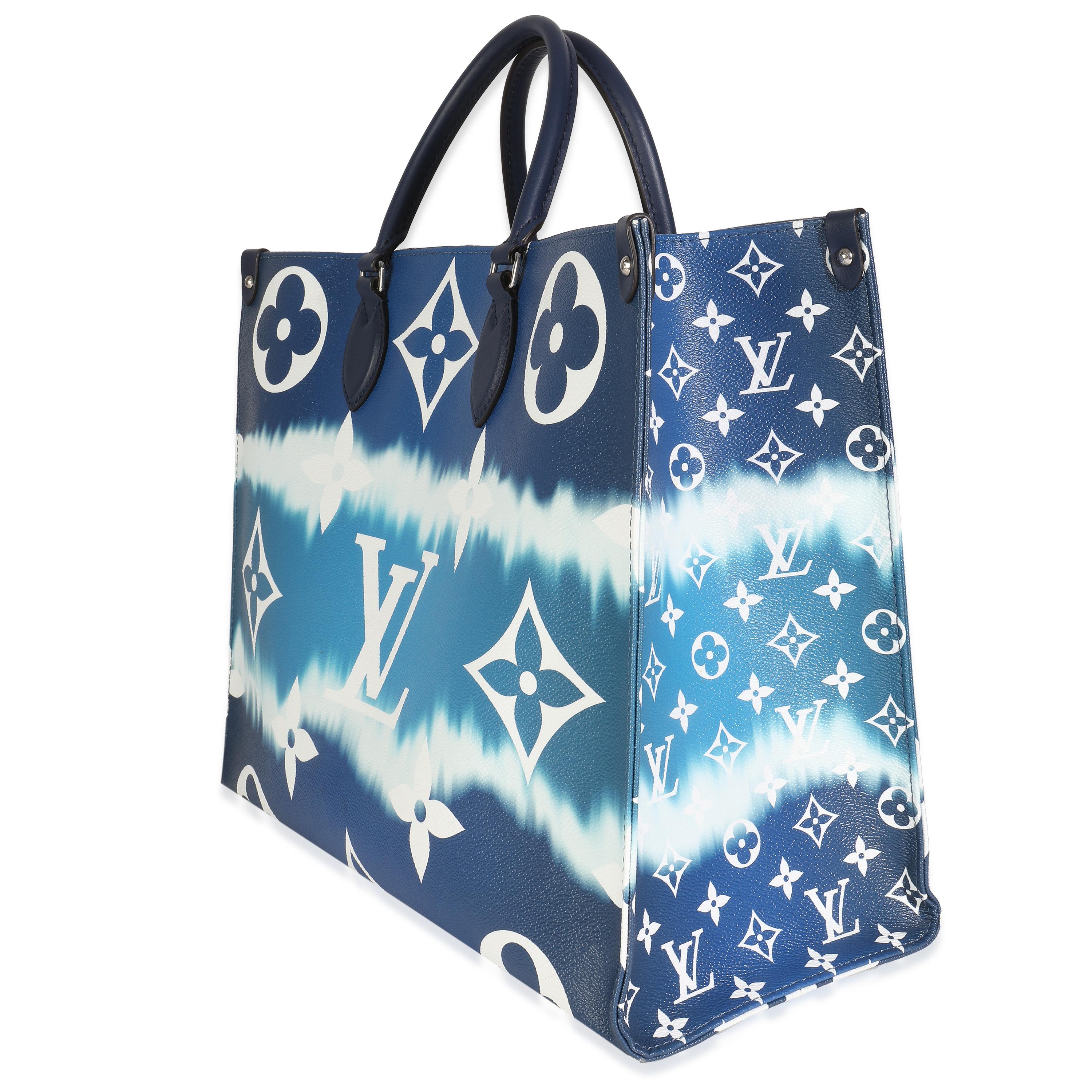 Louis Vuitton Blau Monogram Escale Segeltuch Onthego GM Damen im Angebot