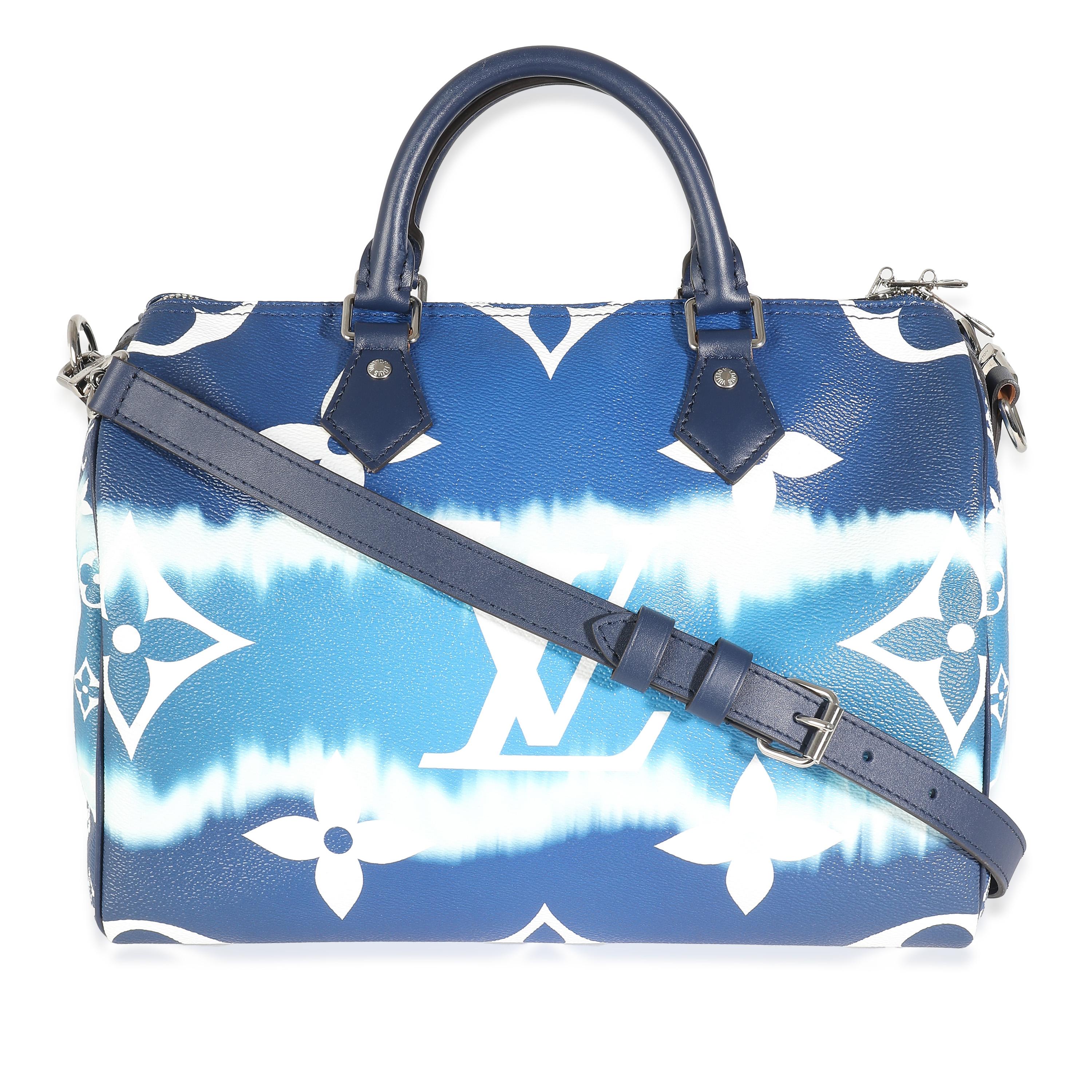 Listing Title: Louis Vuitton Blue Monogram Escale Canvas Speedy Bandouliere 30
SKU: 137794
Condition: Pre-owned 
Condition Description: Originally called the 'Express' bag, Louis Vuitton's Speedy bag is a style that has been around since 1930. The