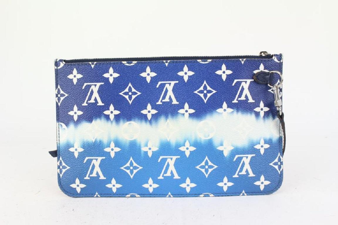 Louis Vuitton Giant Escale Neverfull Pochette bleue monogrammée 824lv45 en vente 2