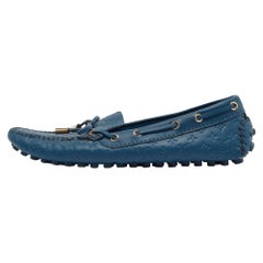Louis Vuitton Blue Monogram Leather Gloria Loafers Size 36.5