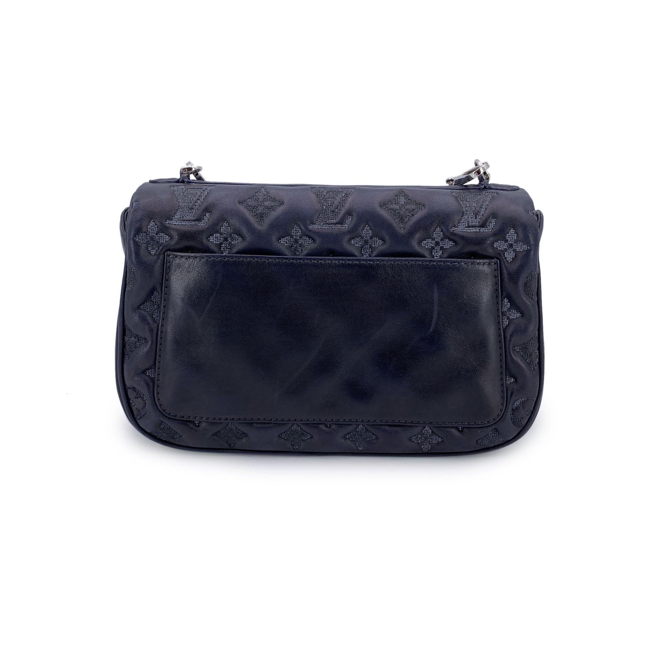 Black Louis Vuitton Blue Monogram Mama Broiderie Leather Shoulder Bag For Sale