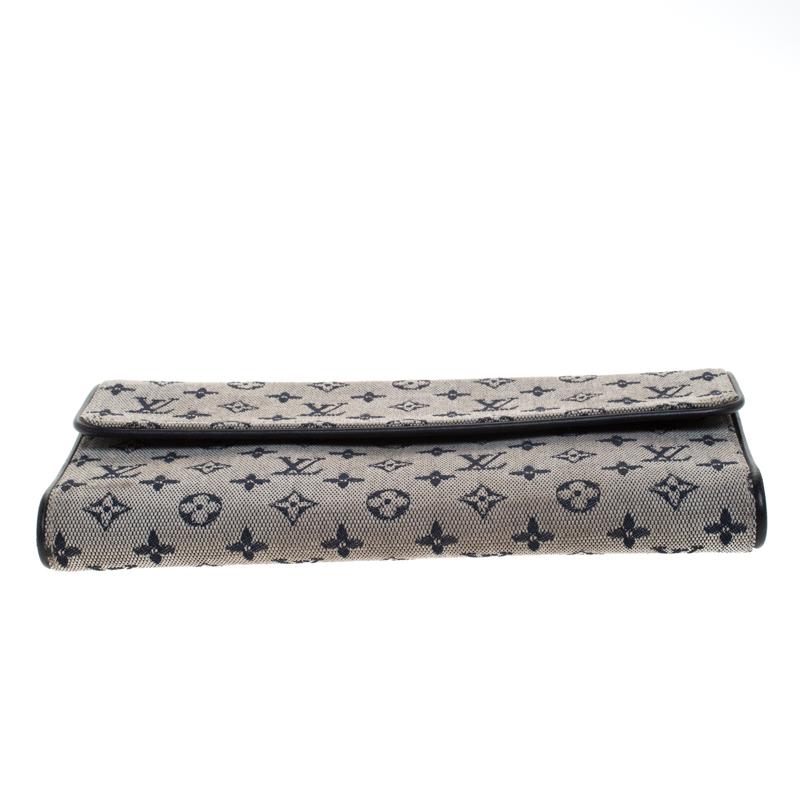 Gray Louis Vuitton Blue Monogram MIni Lin Canvas Porte Tresor International Wallet