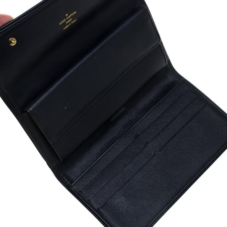 Louis Vuitton Black Monogram Mini Lin Wallet Blue Navy blue Cloth Cloth  ref.222606 - Joli Closet