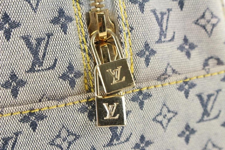 Louis Vuitton Blue Monogram Mini Lin Marie Speedy Deauville Boston  Bag607lvs616 For Sale at 1stDibs