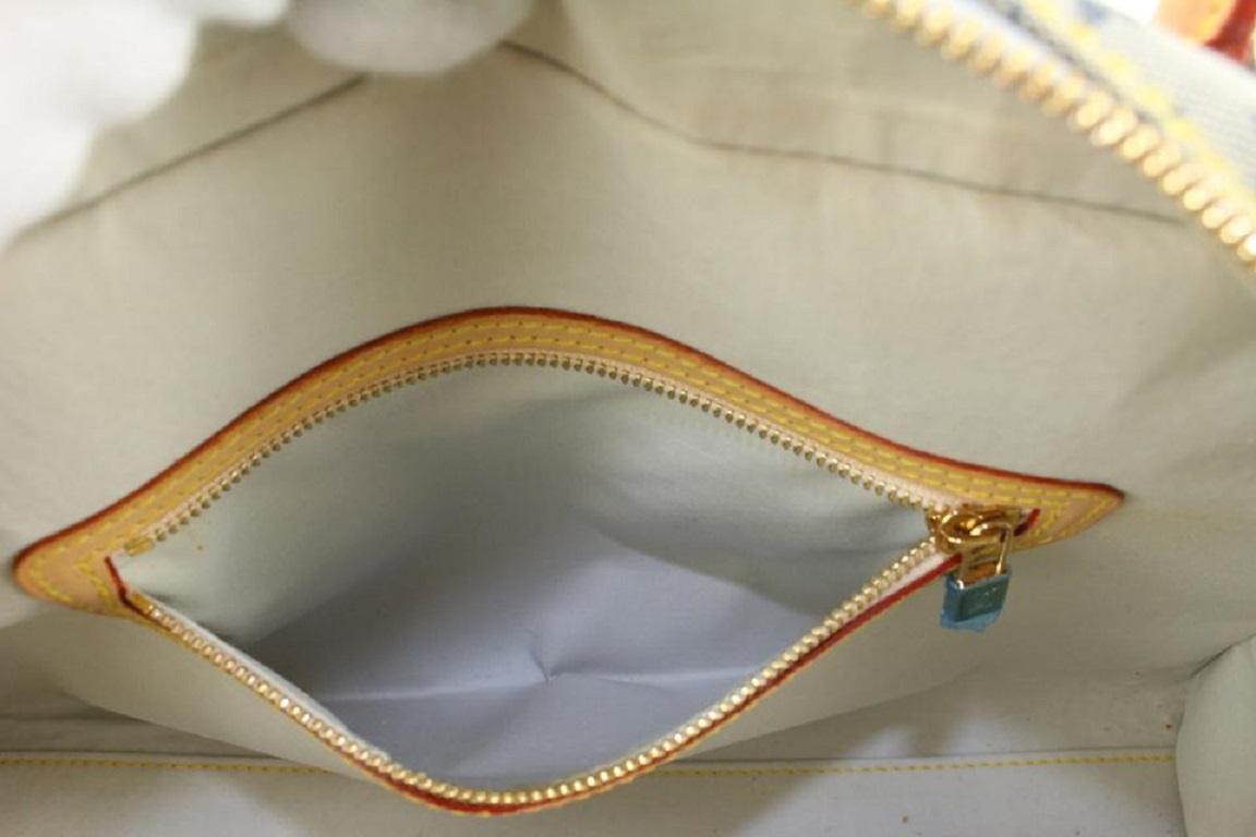 Louis Vuitton Blue Monogram Mini Lin Marie Speedy Deauville Boston Bag607lvs616 6