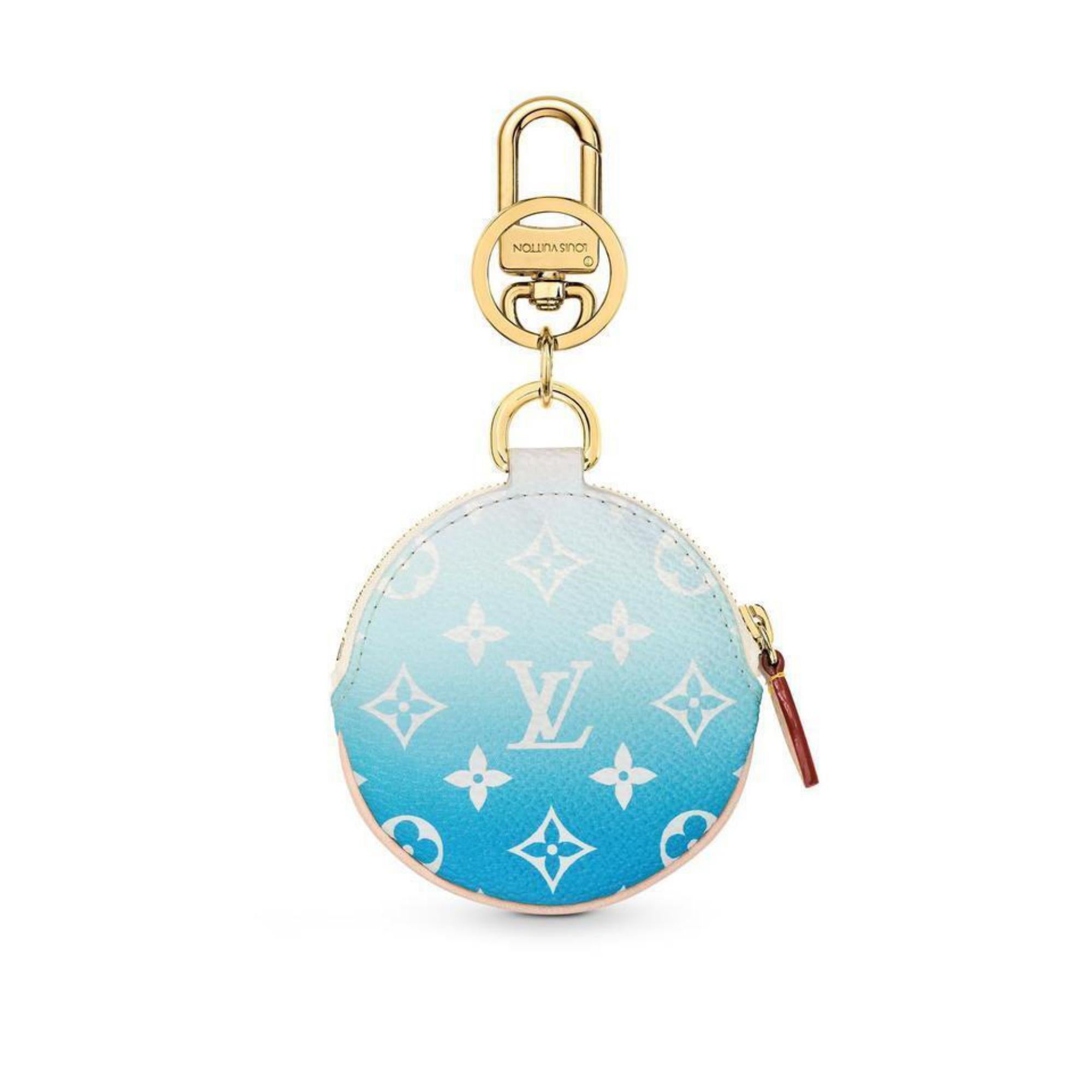 LOUIS VUITTON Mini Lin Croisette Round Coin Purse Blue 1262352