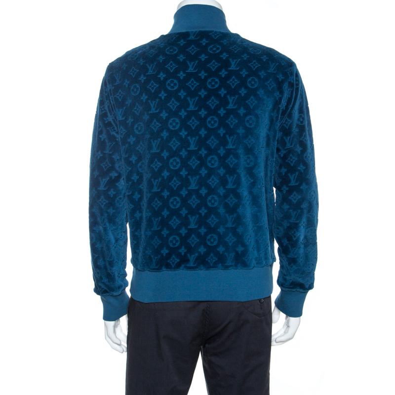 radiator knoglebrud på Louis Vuitton Blue Monogram Pattern Velvet Zip Front Jacket L For Sale at  1stDibs | louis vuitton velvet jacket, lv velvet jacket