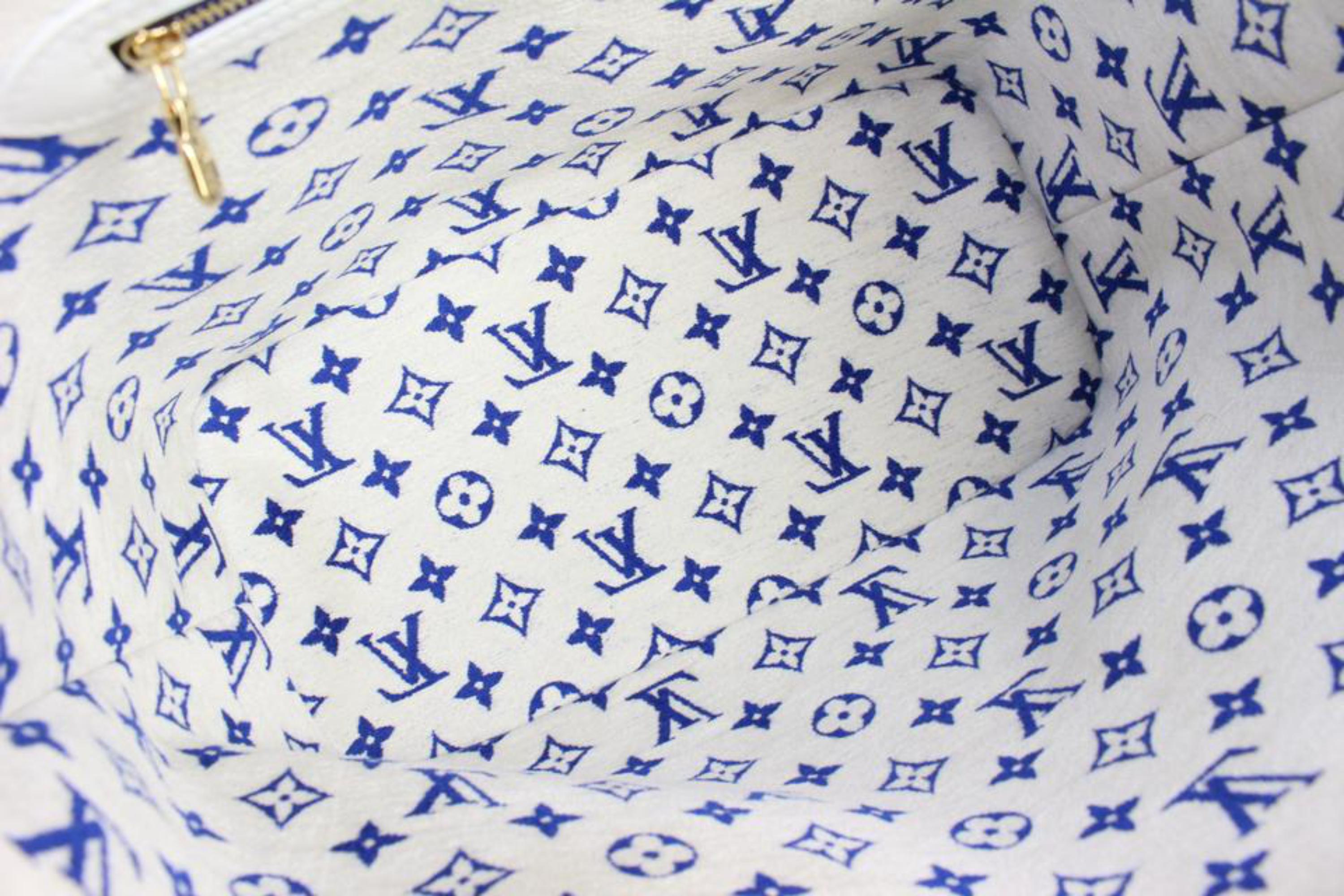 Louis Vuitton Blue Monogram Velvet Match Neverfull MM Tote Bag 73lz523s In New Condition In Dix hills, NY