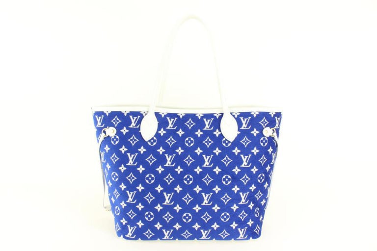 Louis Vuitton Blue Monogram Velvet Match Neverfull MM Tote Bag 73lz523s For Sale 3