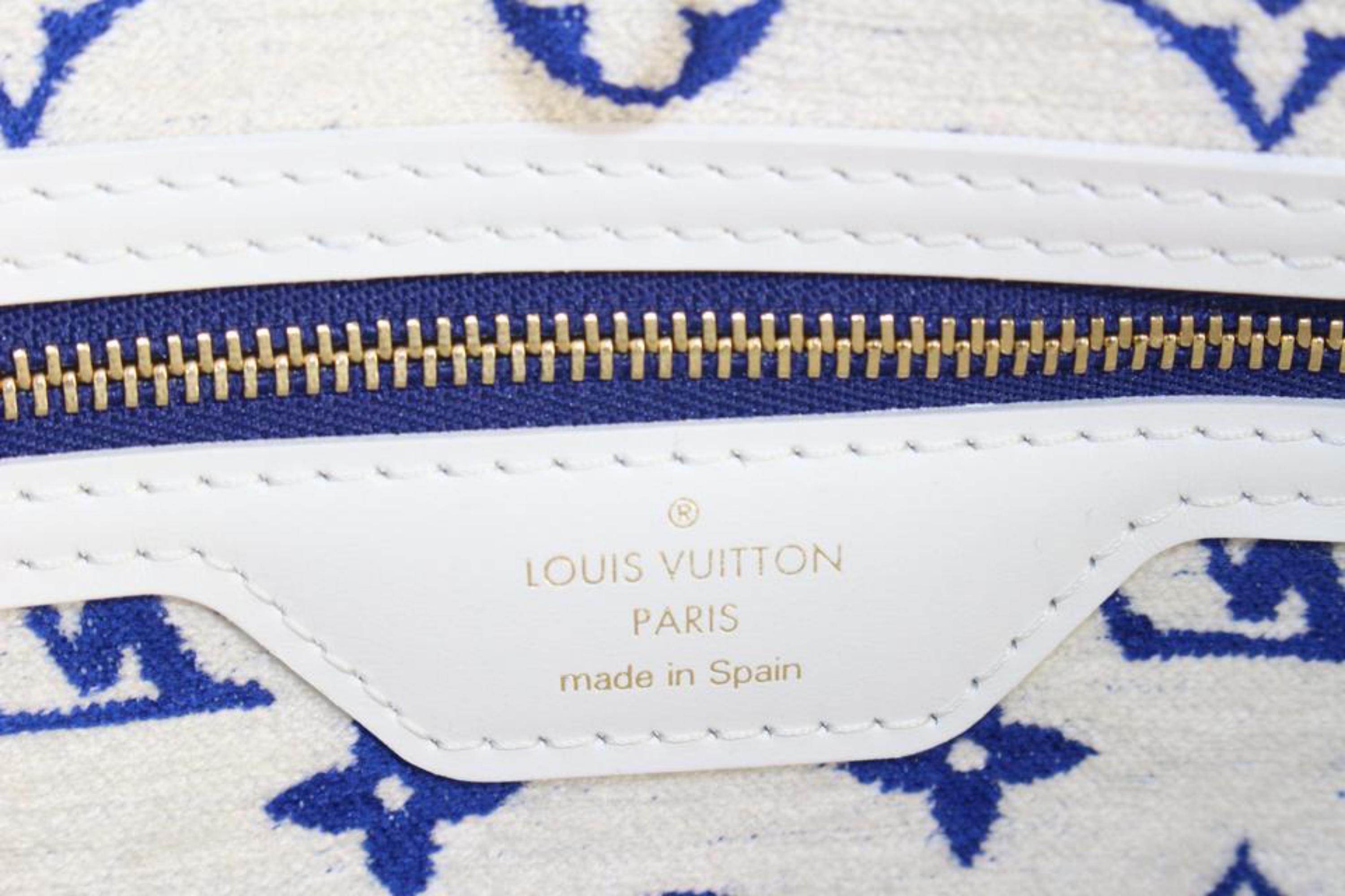 Louis Vuitton Blue Monogram Velvet Match Neverfull MM Tote with Pouch 24lv517s For Sale 4