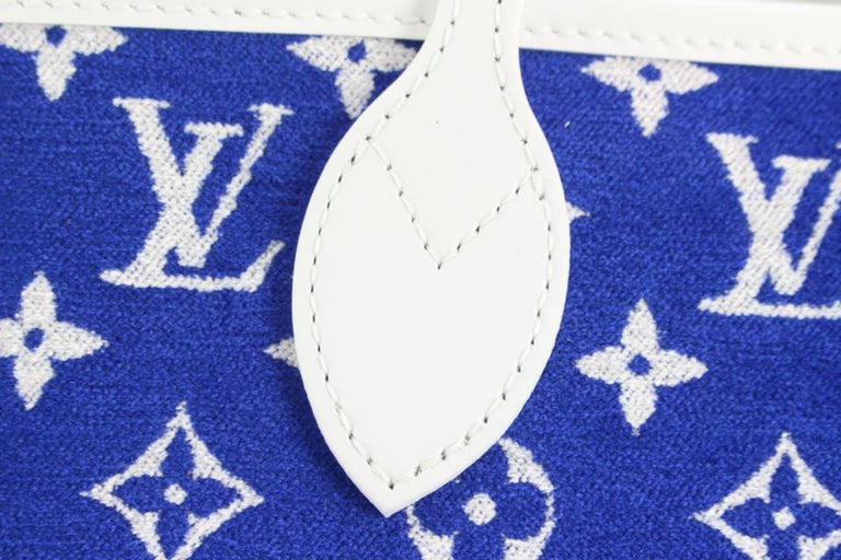 Louis Vuitton Blue Monogram Velvet Match Neverfull MM with Pouch 74lz523s
