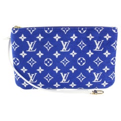 Louis Vuitton Blue Monogram Velvet Match Neverfull Pochette 13lz517s