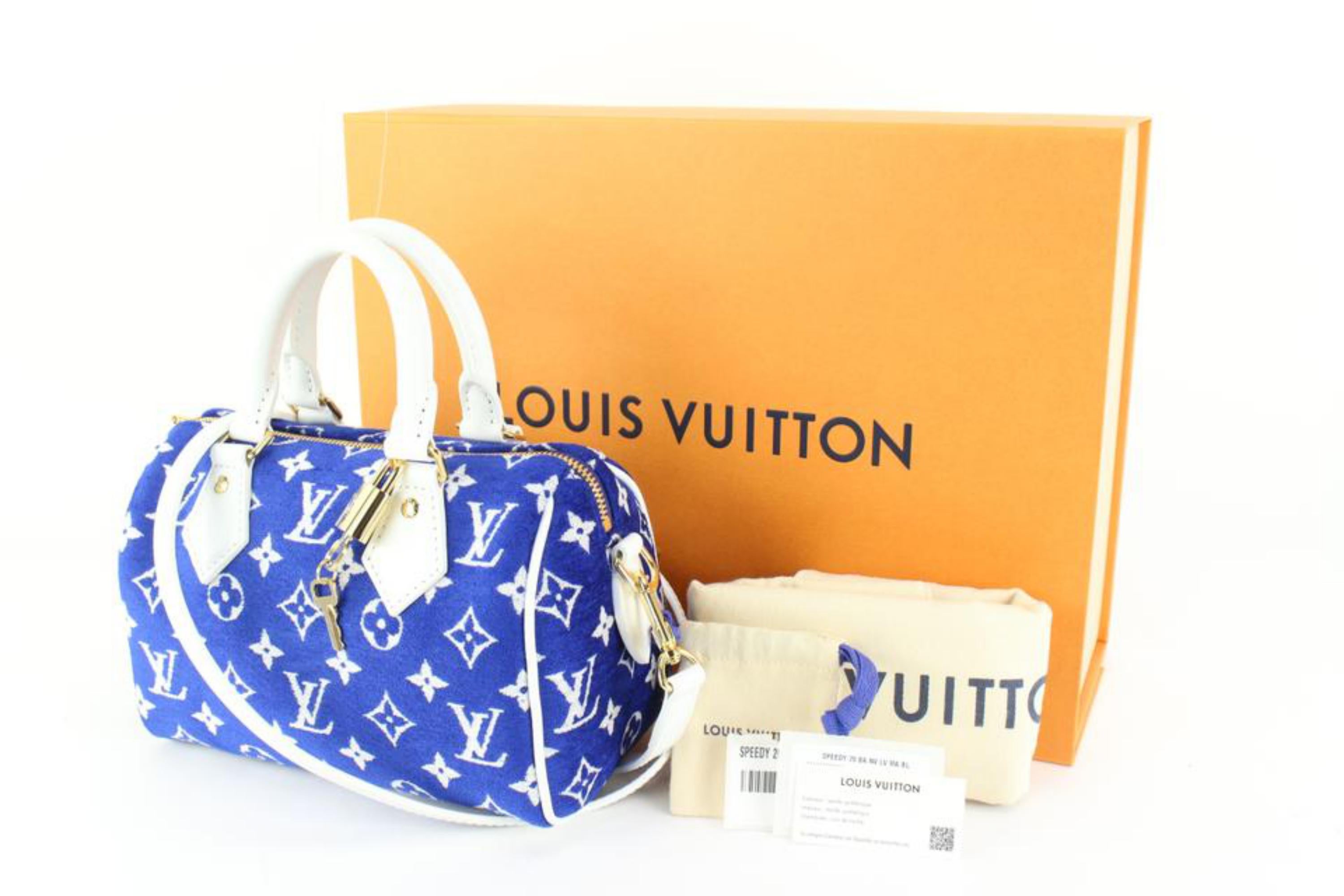 Louis Vuitton Blue Monogram Velvet Match Speedy 20 Bandouliere Mini 68lk523s For Sale 3
