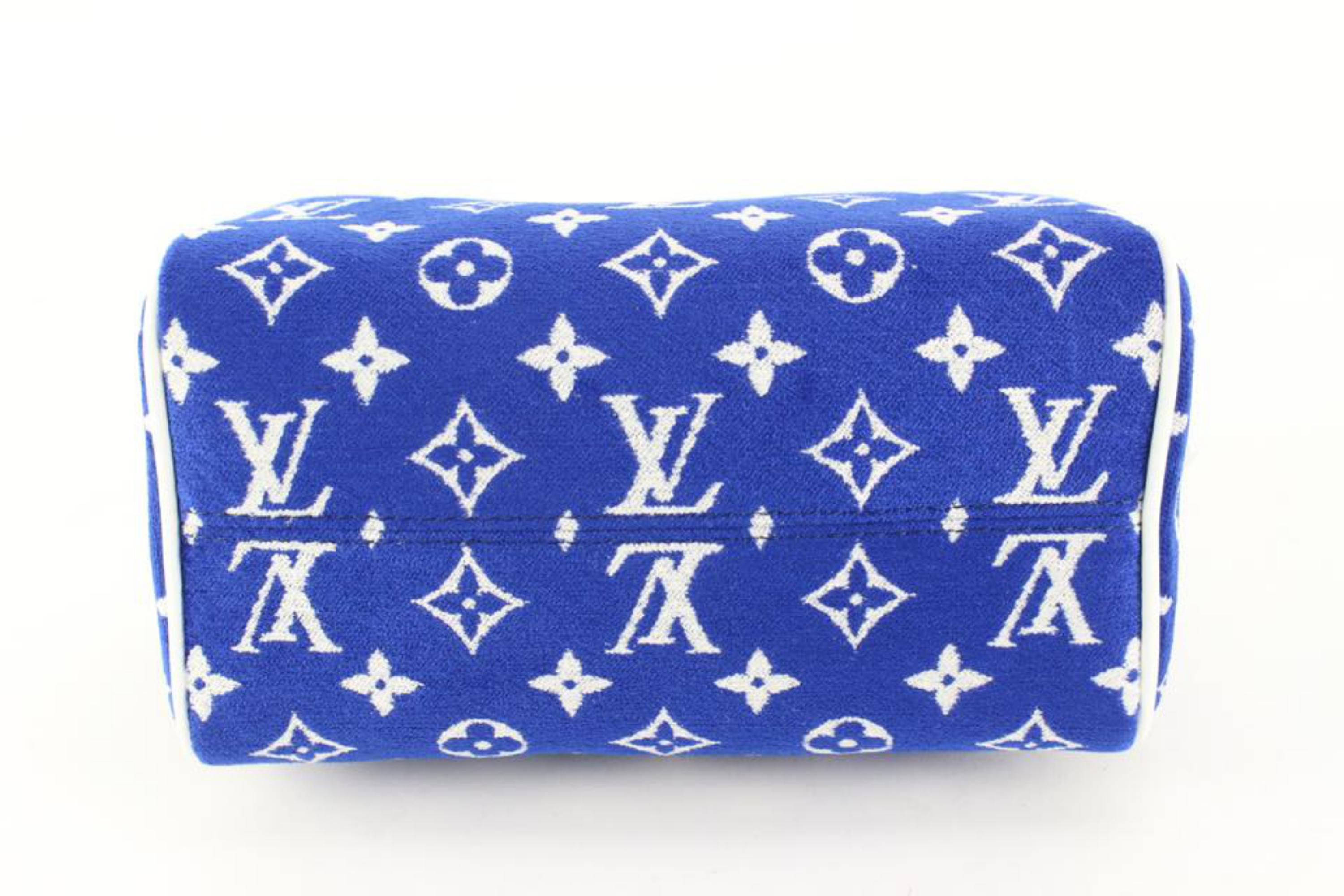 Louis Vuitton Blue Monogram Velvet Match Speedy 20 Bandouliere Mini 68lk523s For Sale 4
