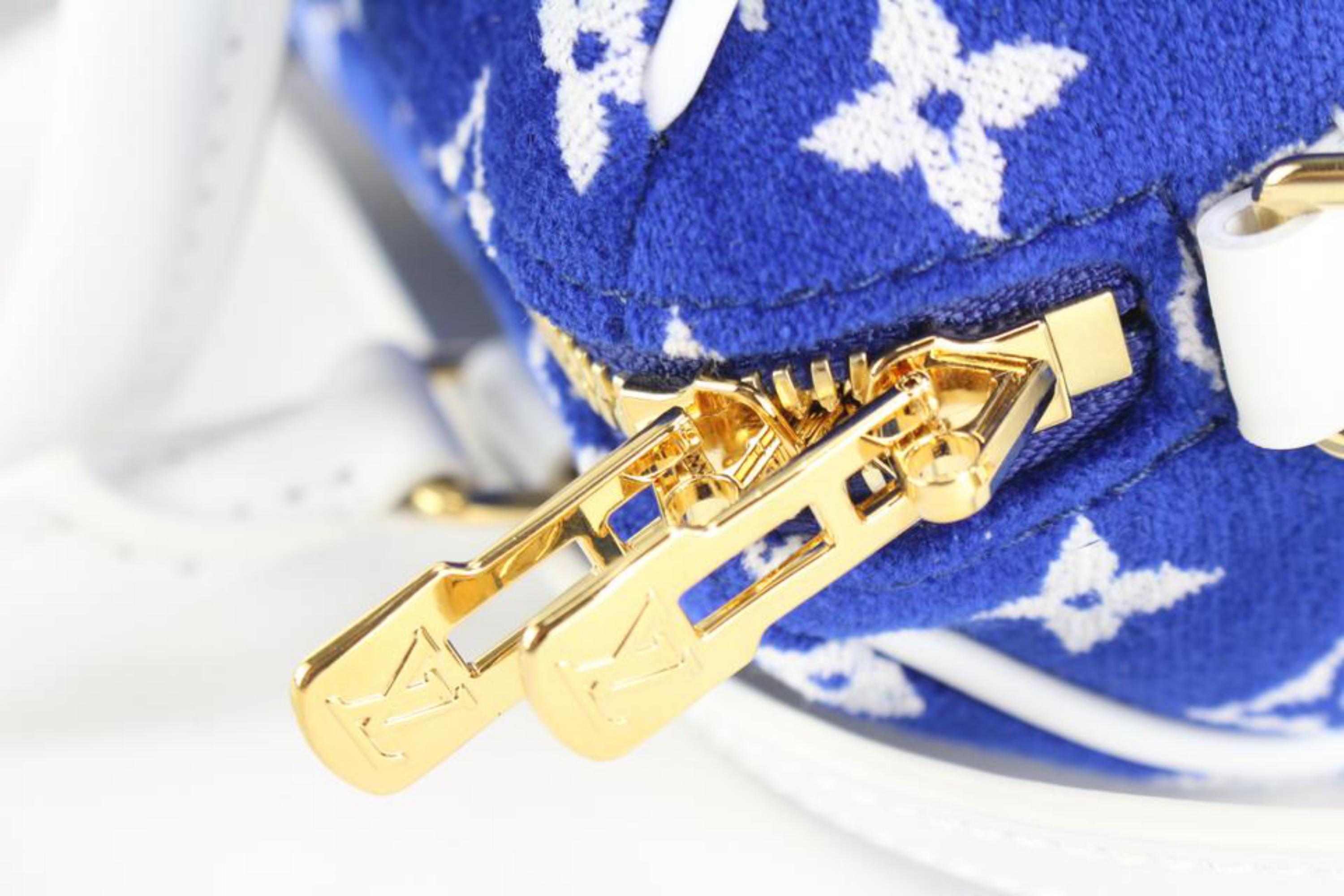 Louis Vuitton Blue Monogram Velvet Match Speedy 20 Bandouliere Mini 68lk523s 5