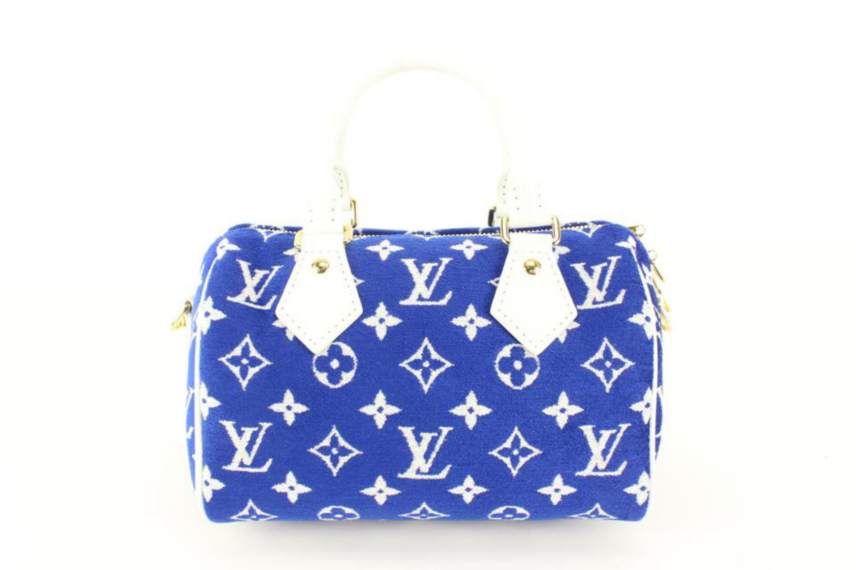 Louis Vuitton Blue Monogram Velvet Match Speedy 20 Bandouliere Mini 68lk523s For Sale 1