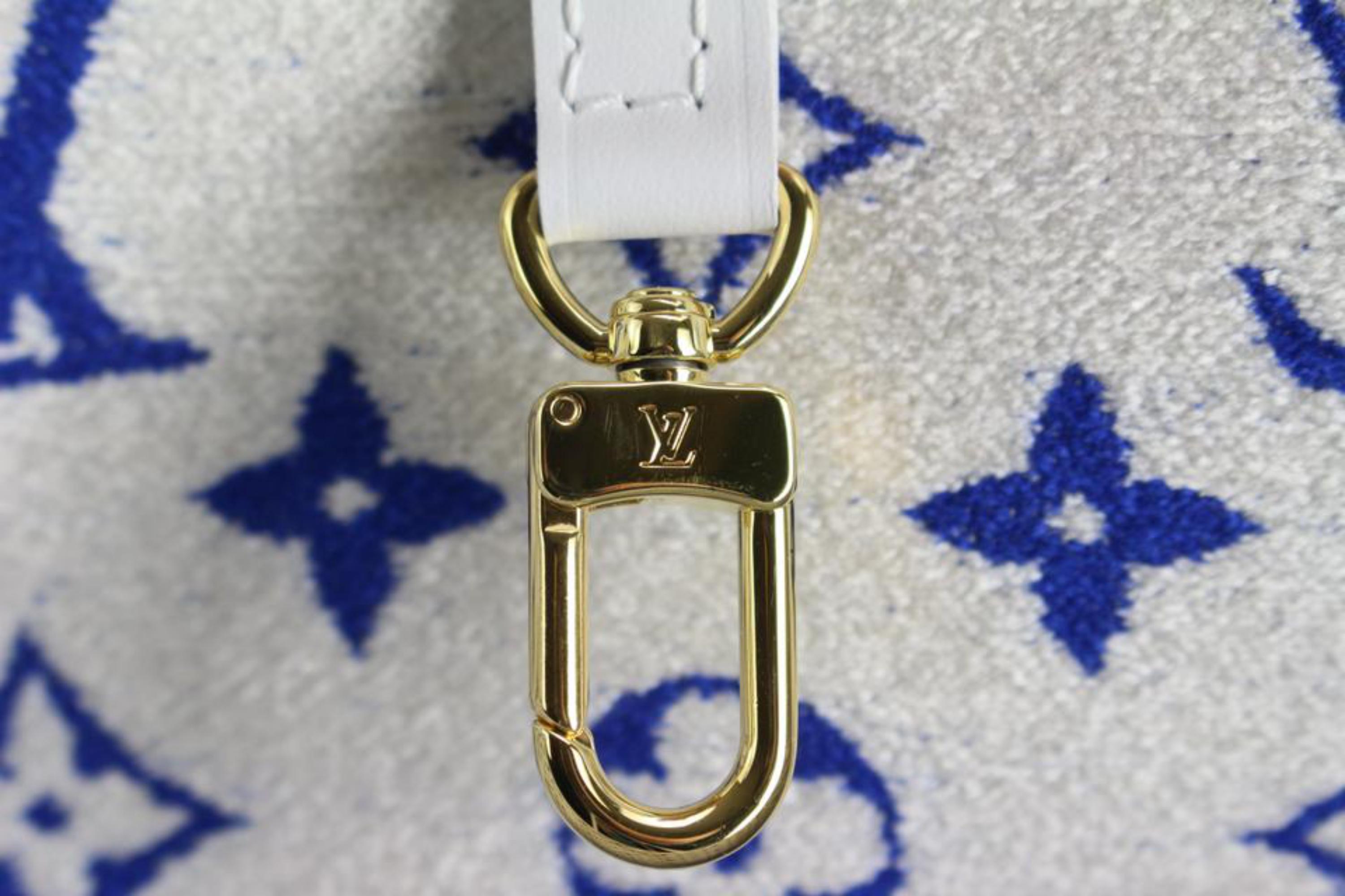 Louis Vuitton Bleu Monogram Velvet Neverfull MM Tote with Pouch 71lk523s Pour femmes en vente