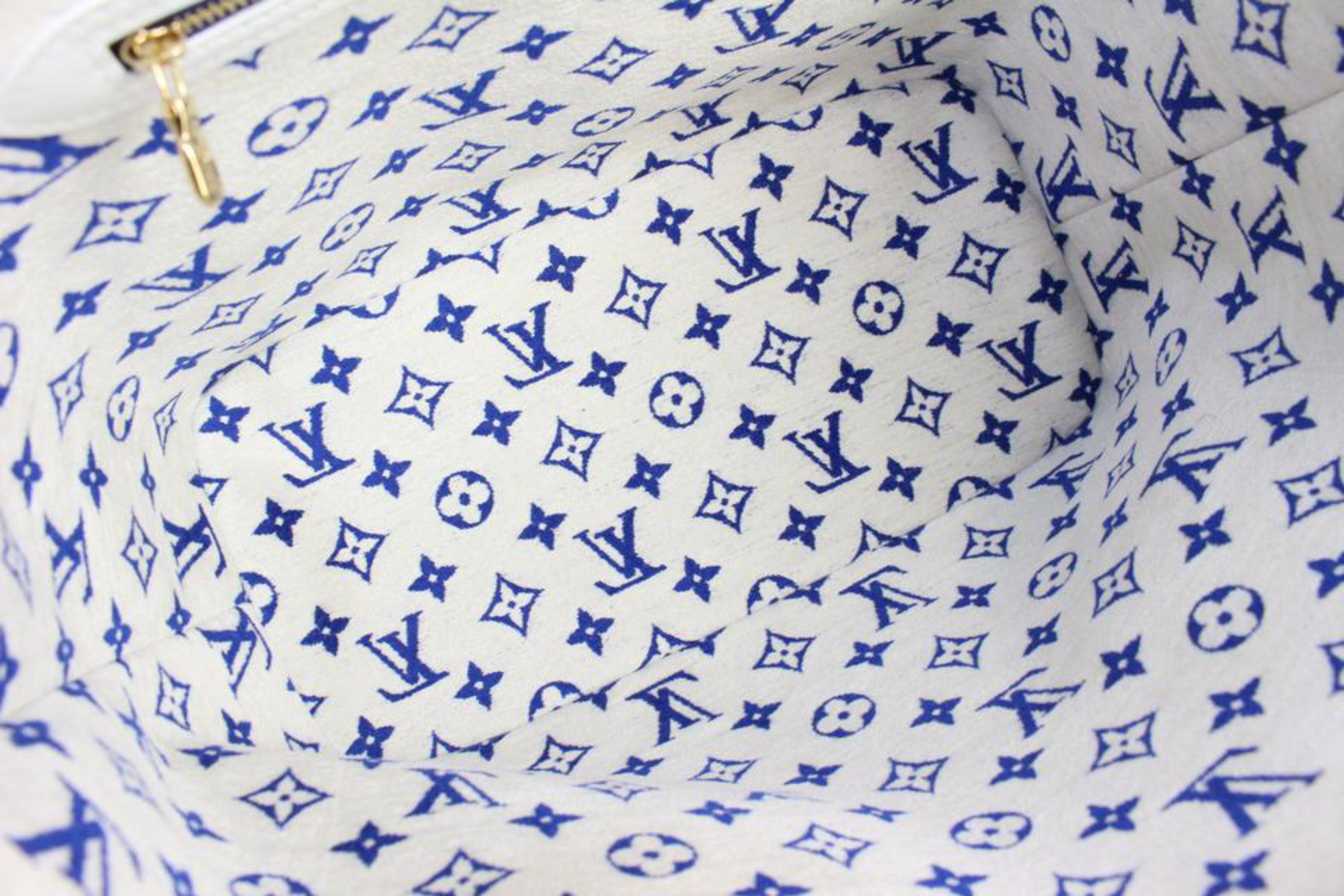 Louis Vuitton Bleu Monogram Velvet Neverfull MM Tote with Pouch 71lk523s en vente 3