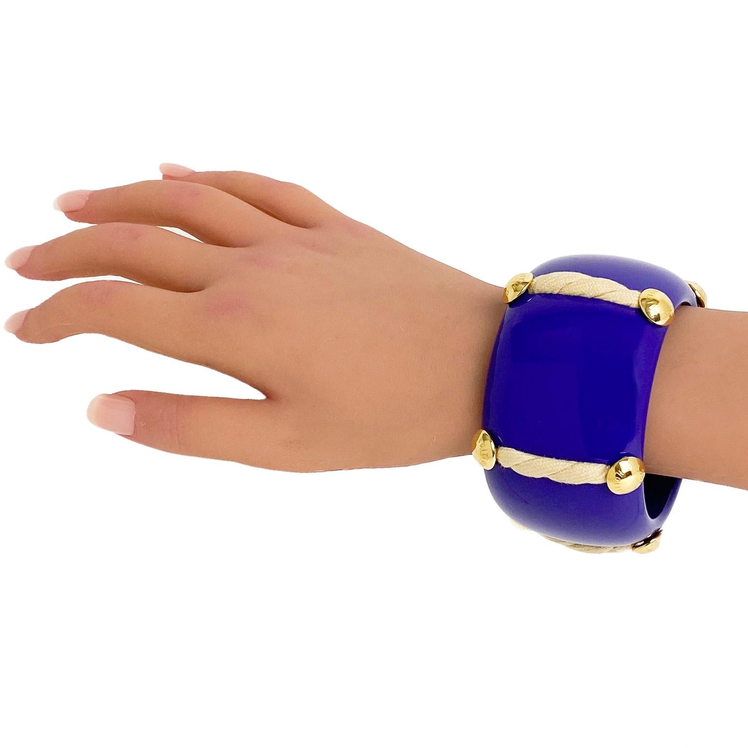 Louis Vuitton Bracciale Corda Blu Nautico Crociera 2010 Gommini d'oro in vendita 2