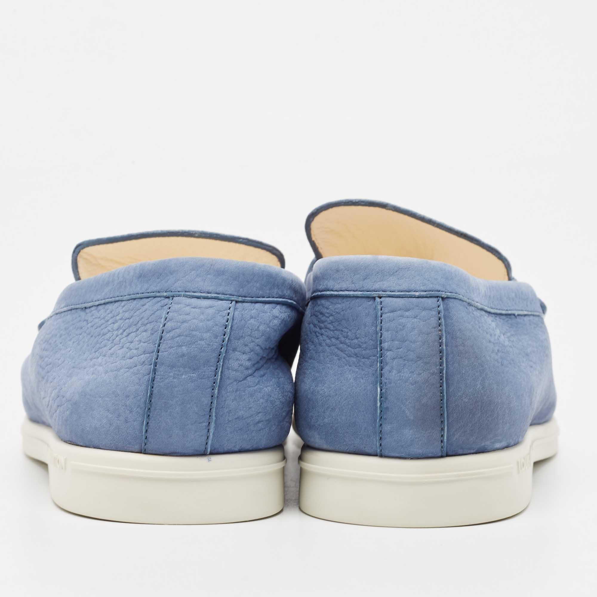 Louis Vuitton Blue Nubuck Leather Estate Loafers Size 42 2