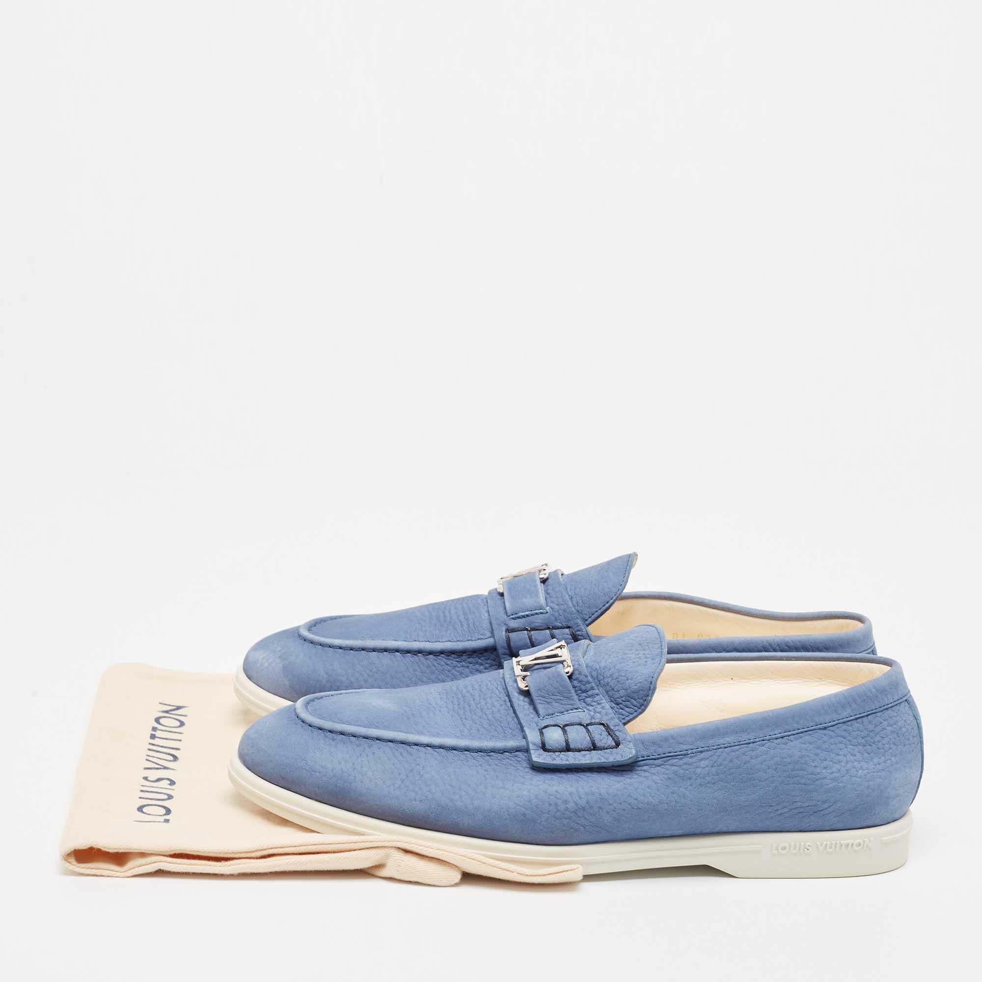 Louis Vuitton Blue Nubuck Leather Estate Loafers Size 42 4