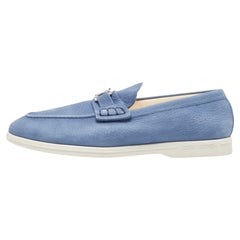 Louis Vuitton Blue Nubuck Leather Estate Loafers Size 42