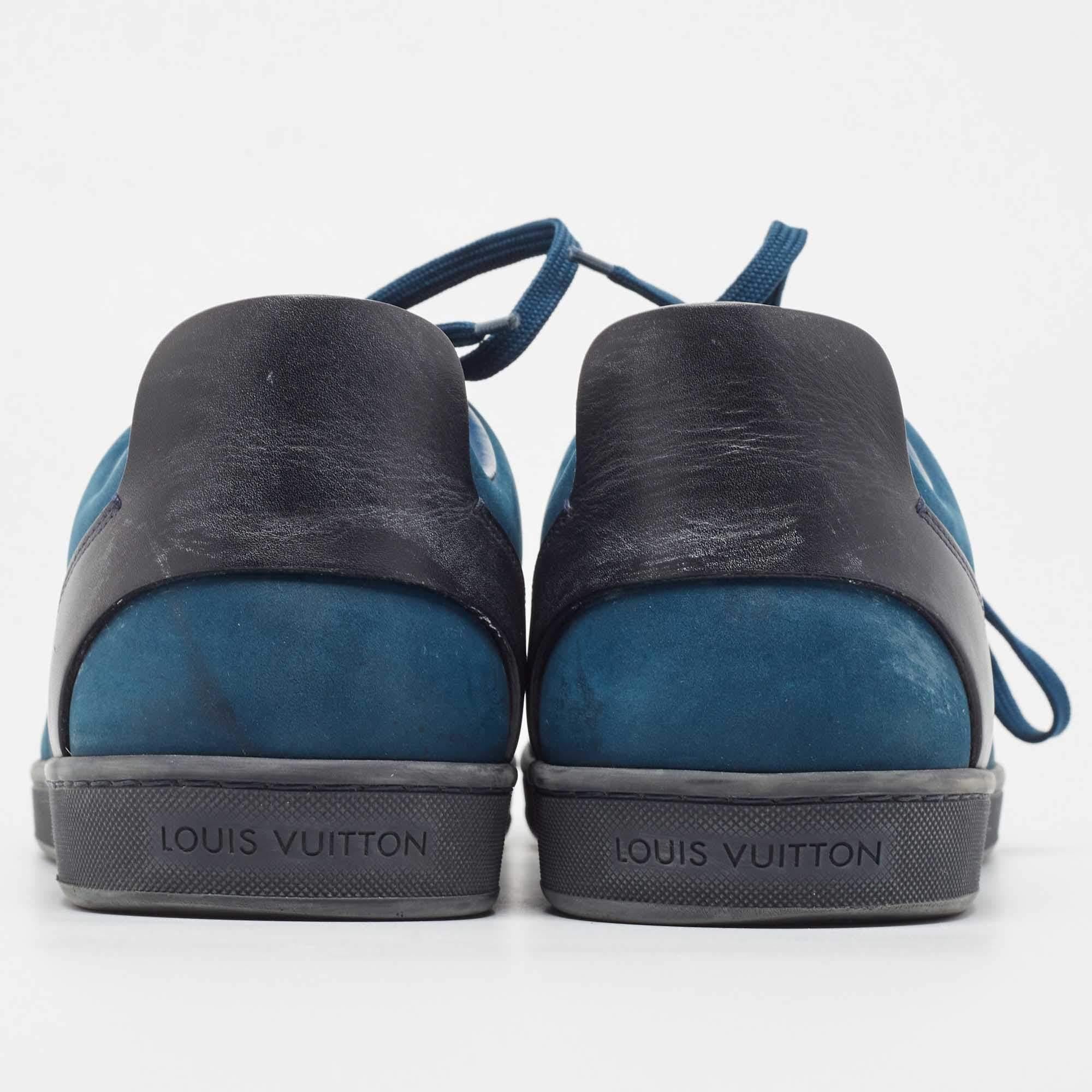 Louis Vuitton Blue Nubuck Leather Fuselage Low Top Sneakers Size 43 For Sale 1
