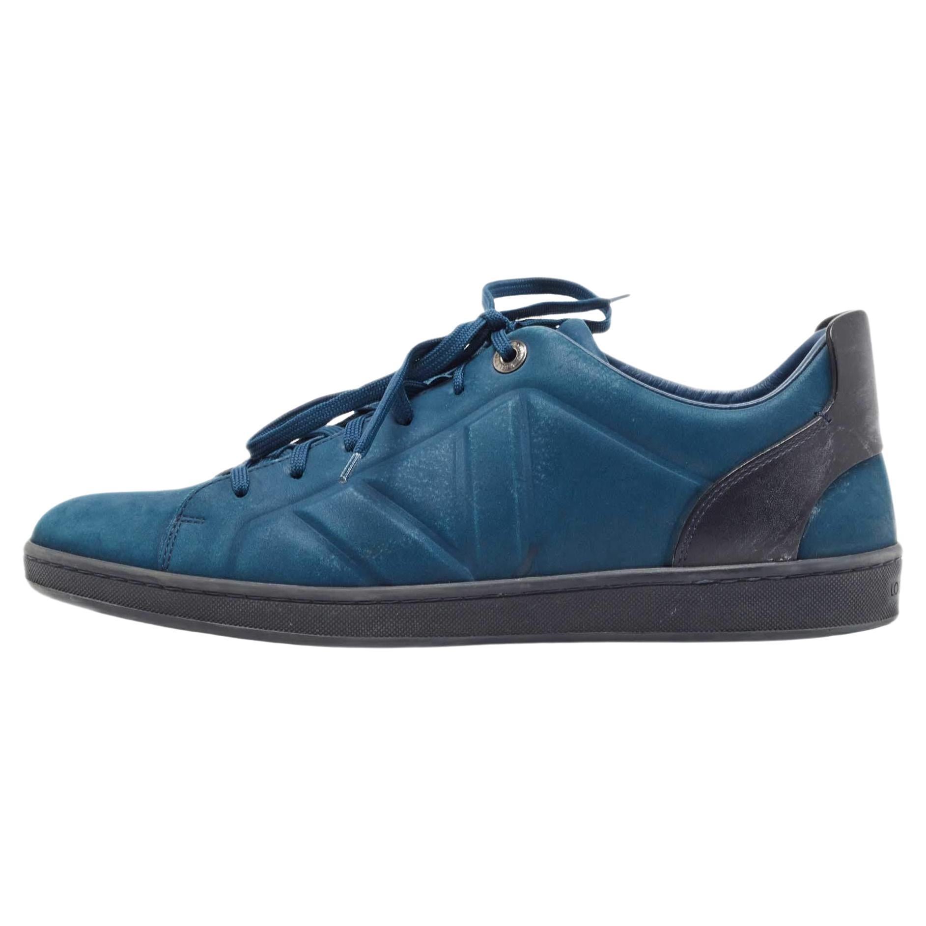 Louis Vuitton Blue Nubuck Leather Fuselage Low Top Sneakers Size 43 For Sale