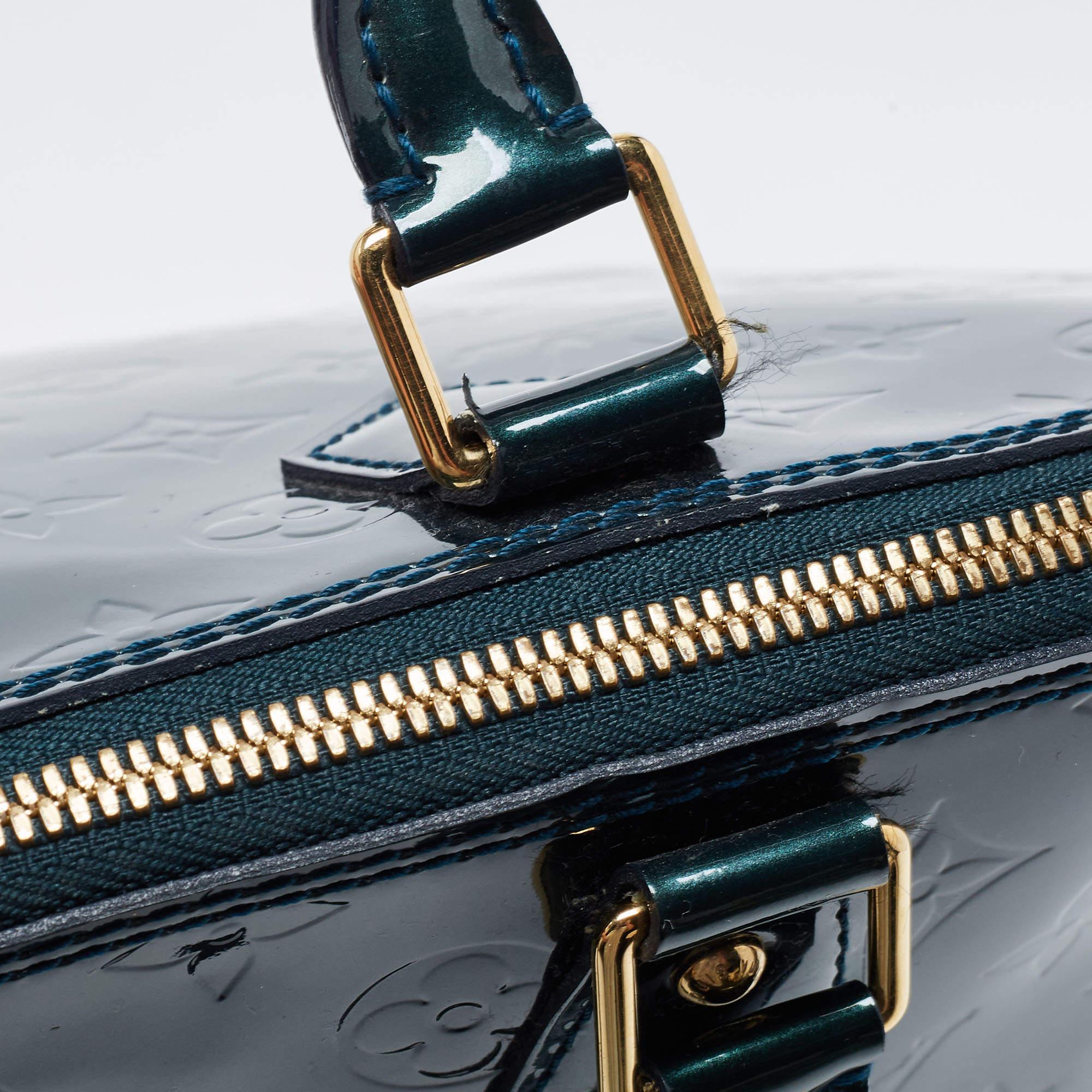 Louis Vuitton Blue Nuit Monogram Vernis Alma GM Bag For Sale 7
