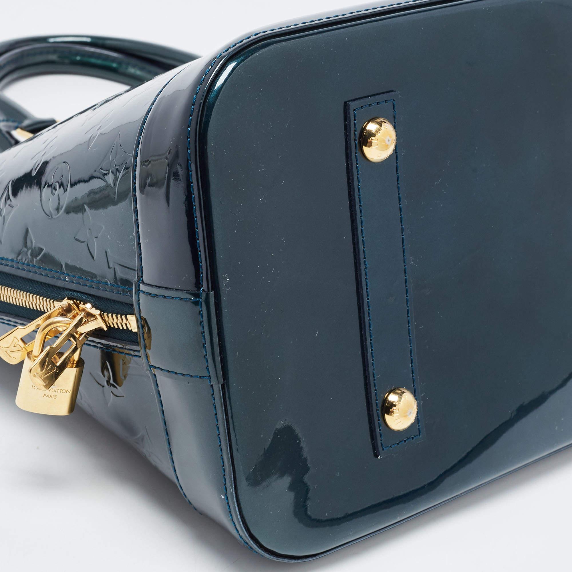 Louis Vuitton Blue Nuit Monogram Vernis Alma GM Bag For Sale 12