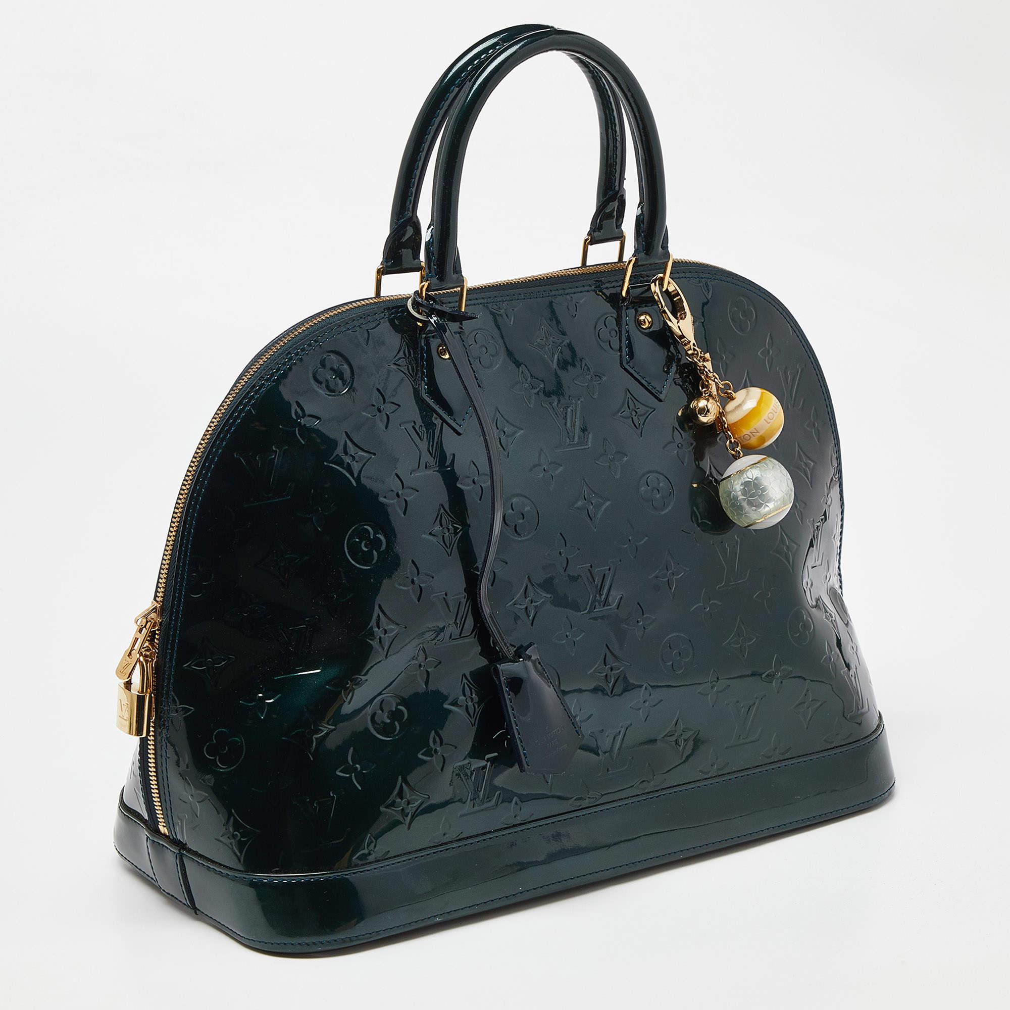 Black Louis Vuitton Blue Nuit Monogram Vernis Alma GM Bag