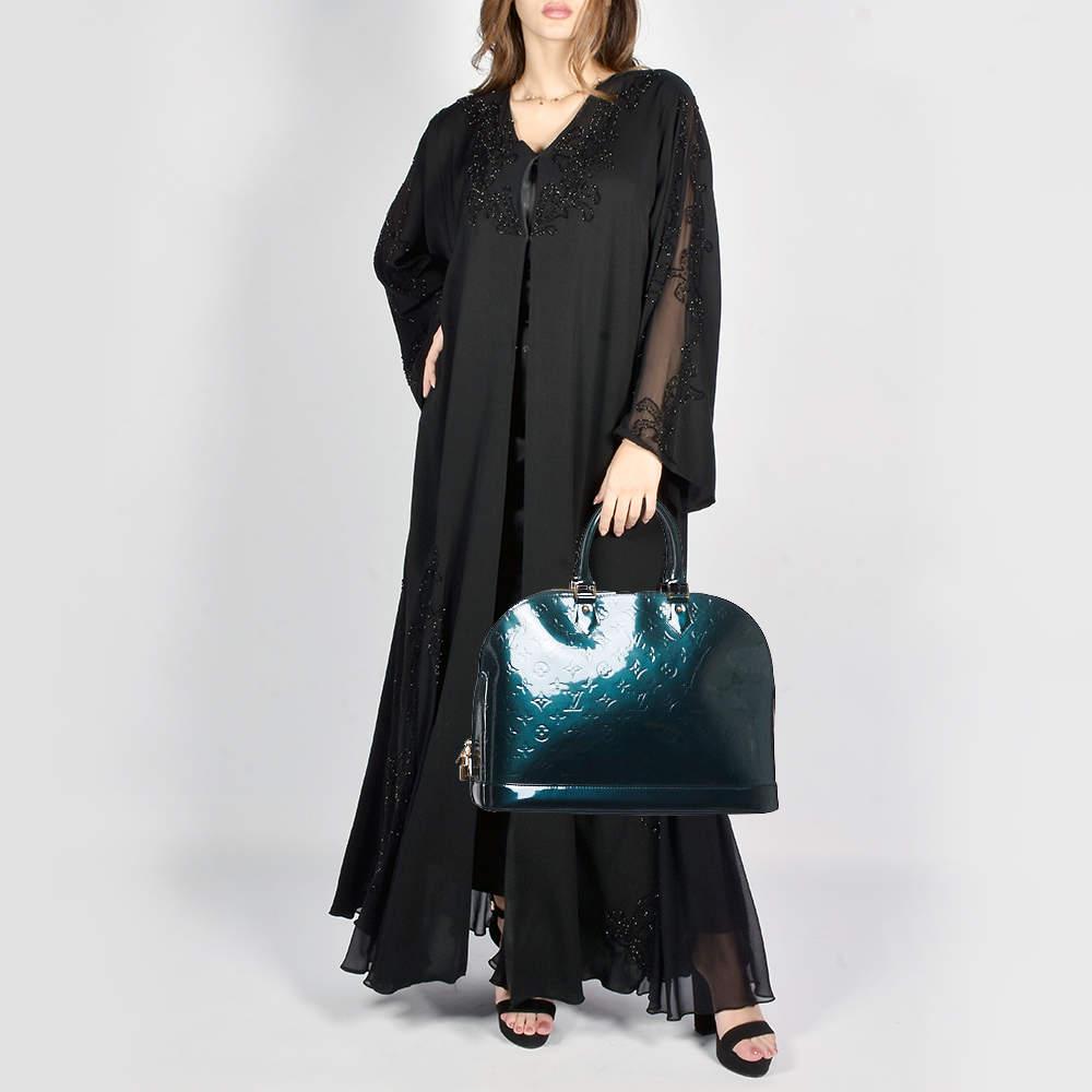 Black Louis Vuitton Blue Nuit Monogram Vernis Alma GM Bag For Sale