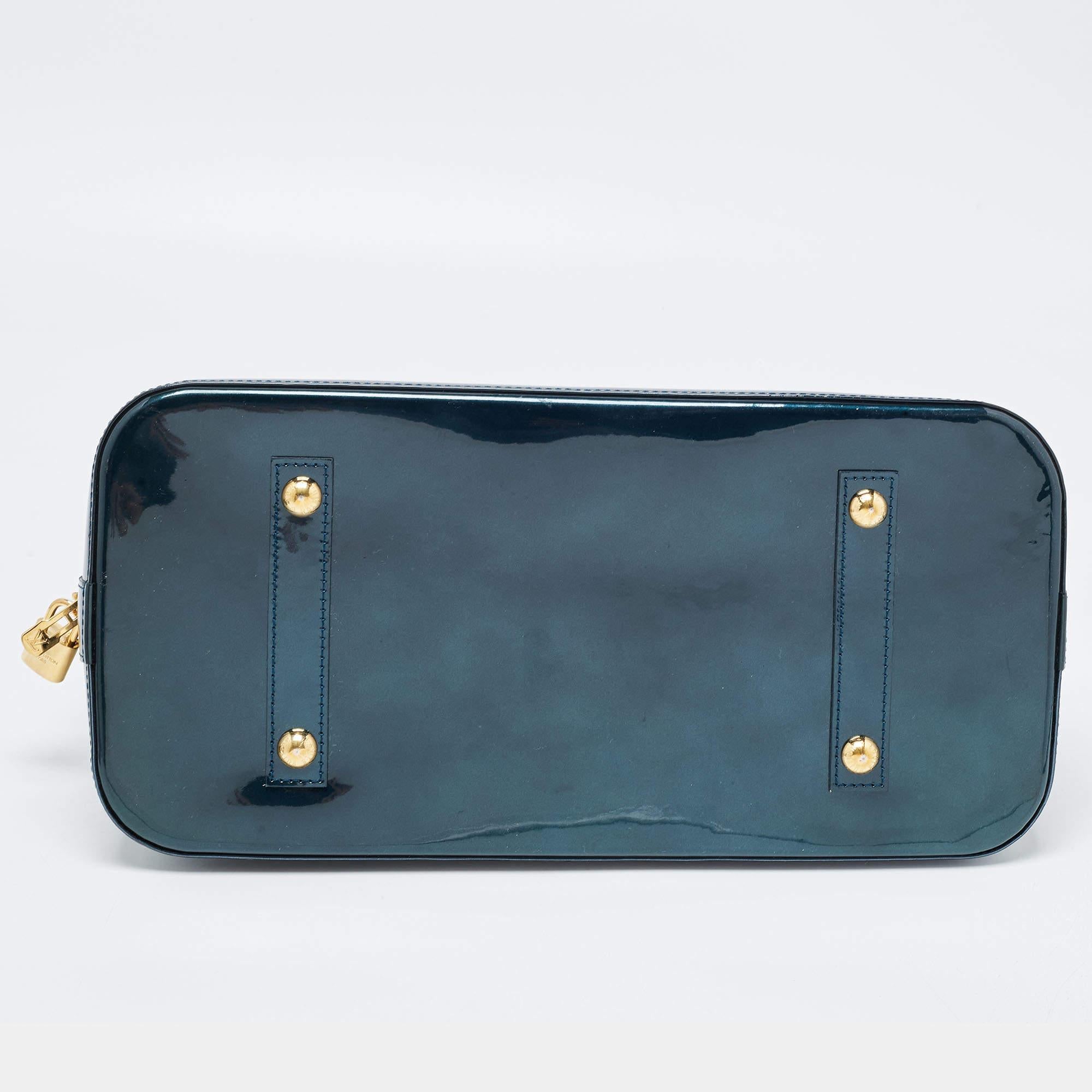 Women's Louis Vuitton Blue Nuit Monogram Vernis Alma GM Bag For Sale