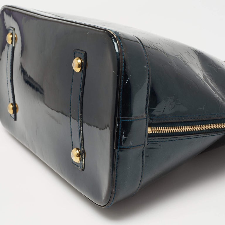 Louis Vuitton Blue Nuit Monogram Vernis Alma GM Bag For Sale 5