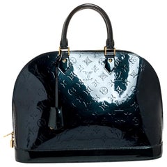 Louis Vuitton Blue Nuit Monogram Vernis Alma GM Bag at 1stDibs