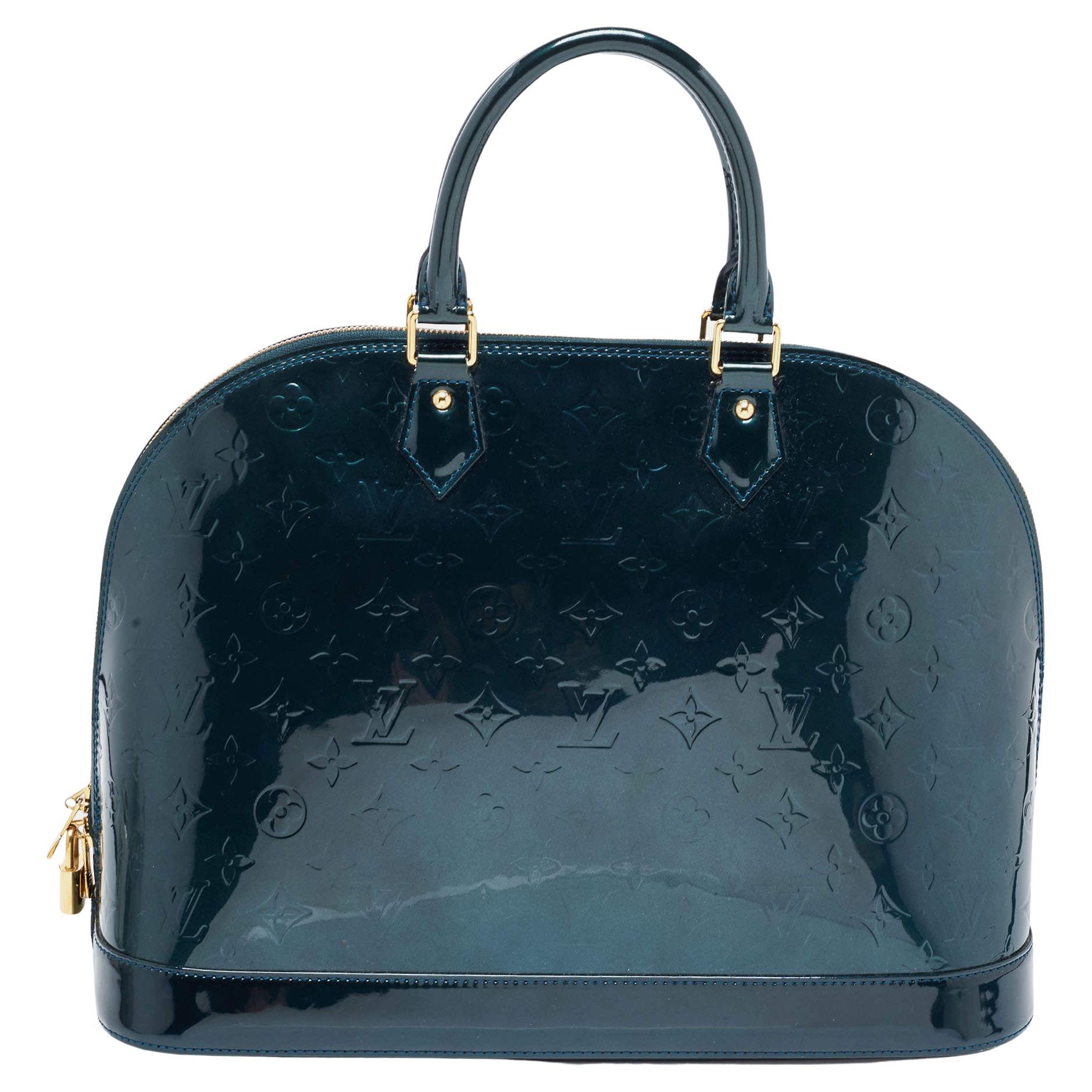 Louis Vuitton Blue Nuit Monogram Vernis Alma GM Bag For Sale