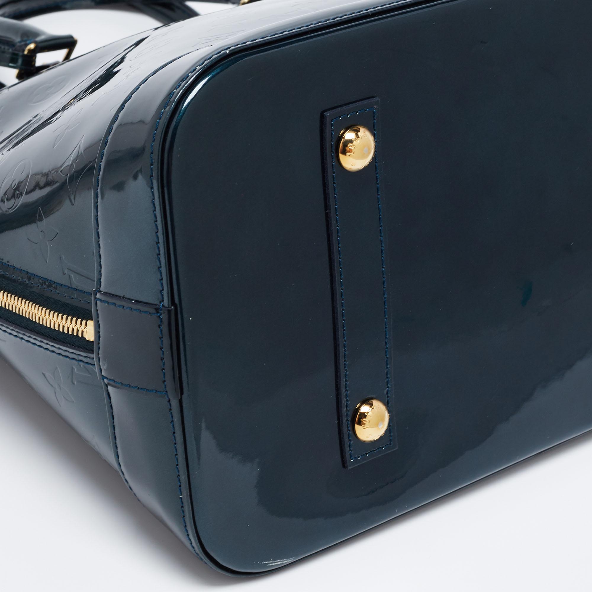 Louis Vuitton Blue Nuit Monogram Vernis Leather Alma GM Bag 6
