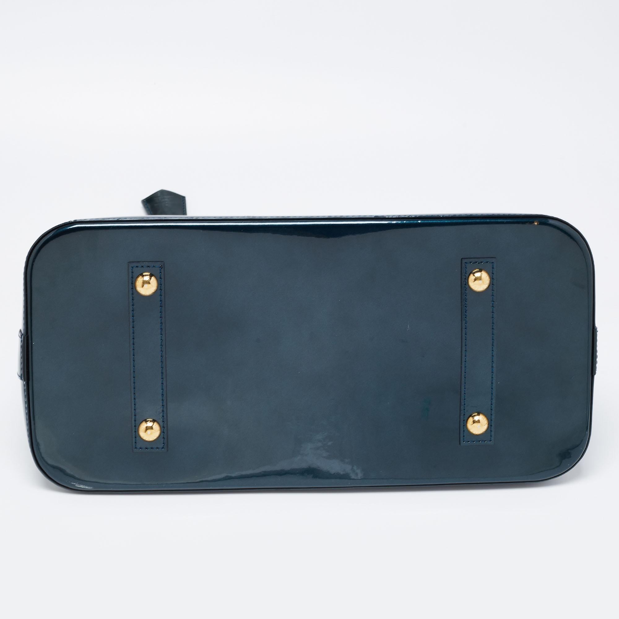 Women's Louis Vuitton Blue Nuit Monogram Vernis Leather Alma GM Bag