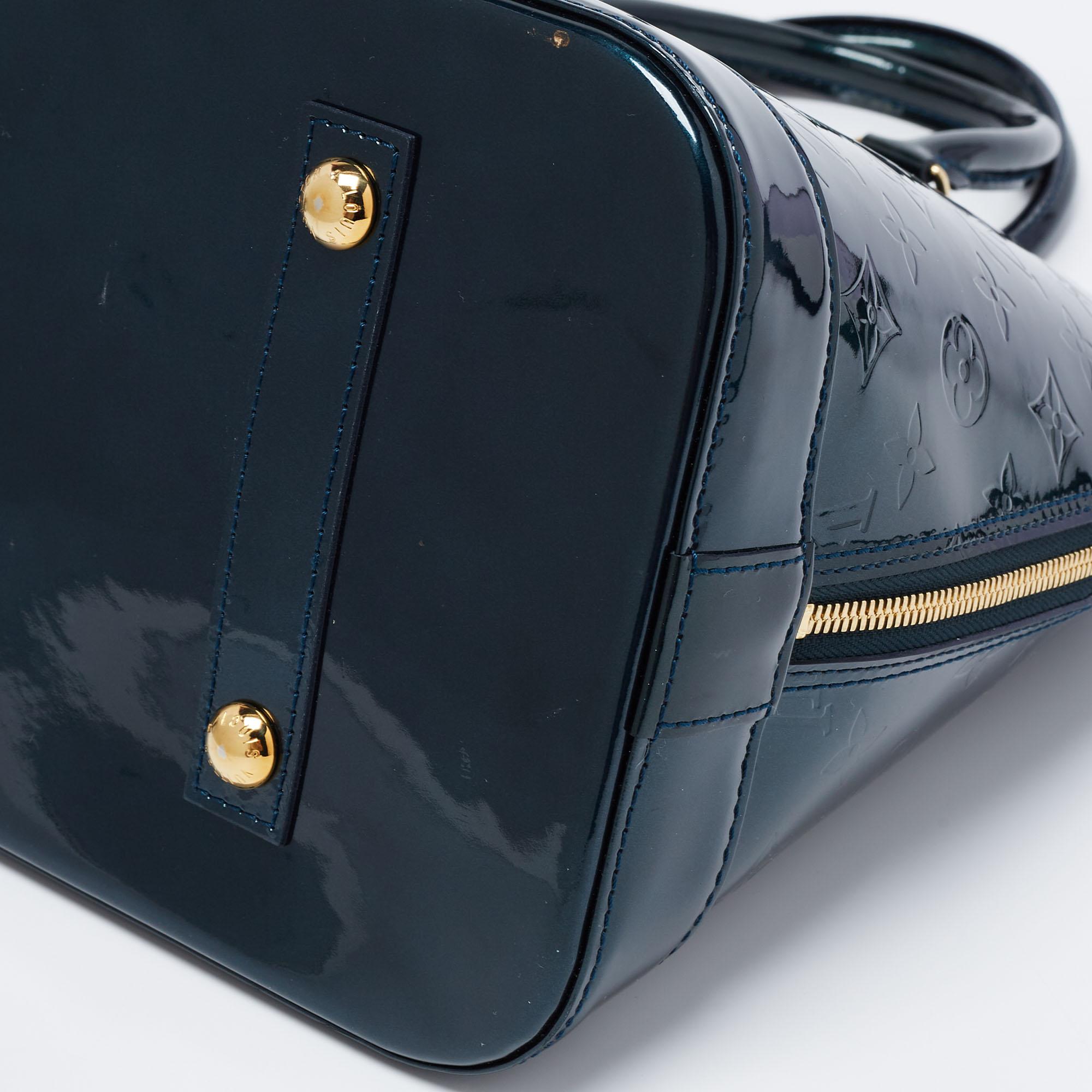 Louis Vuitton Blue Nuit Monogram Vernis Leather Alma GM Bag 3