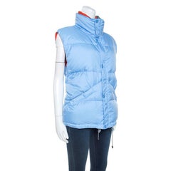 Louis Vuitton Blaue ärmellose Nylon-Pufferjacke XXL