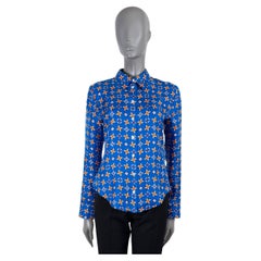 LOUIS VUITTON chemisier 2019 MONOGRAM en soie bleu et orange 38 S