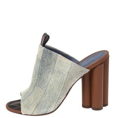 Blaue Denim-Patch-Patch-Denim-Pantoletten von Louis Vuitton Größe 38
