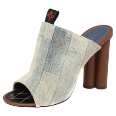 Louis Vuitton Blue Denim Formentera Ankle Strap Platform Wedge Sandals Size  36 For Sale at 1stDibs