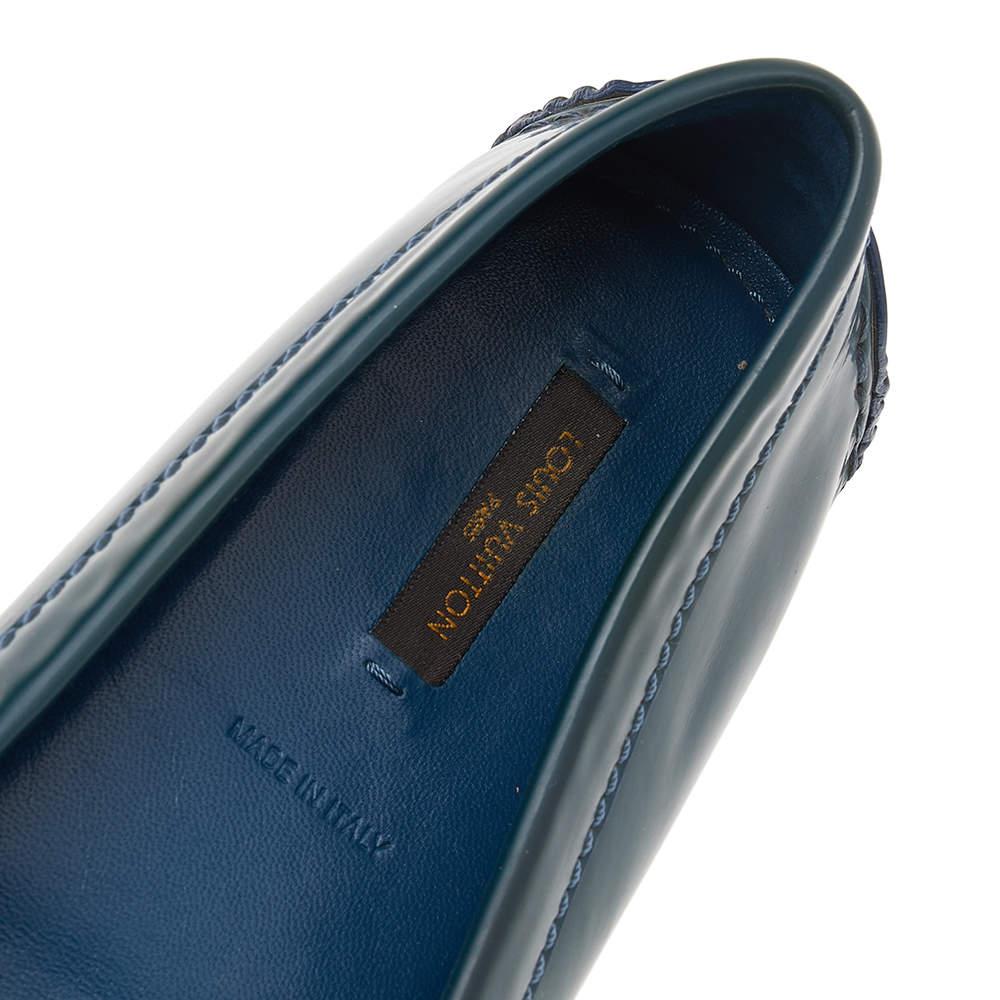 Louis Vuitton Blue Patent Leather Oxford Loafers Size 38 2