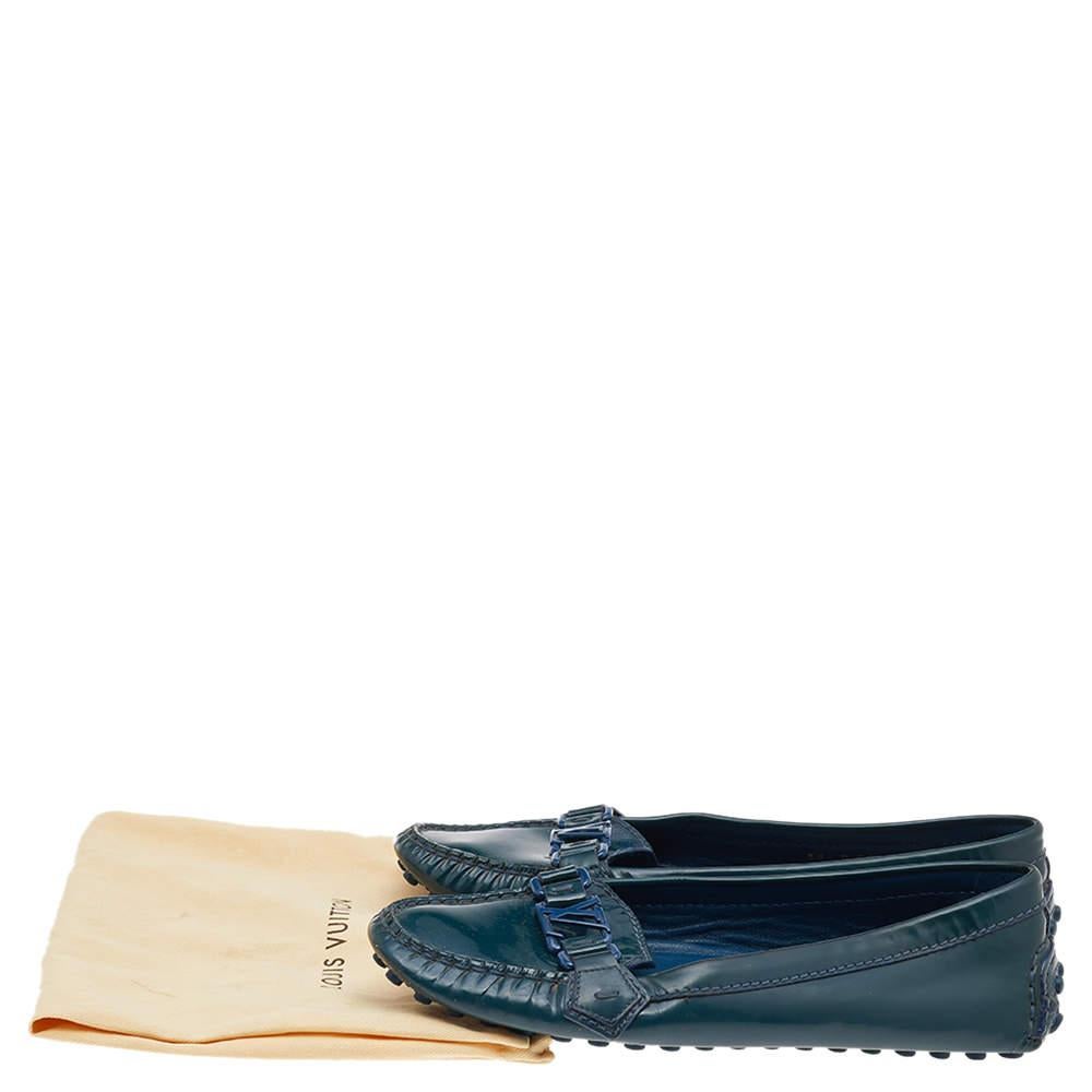Louis Vuitton Blue Patent Leather Oxford Loafers Size 38 3