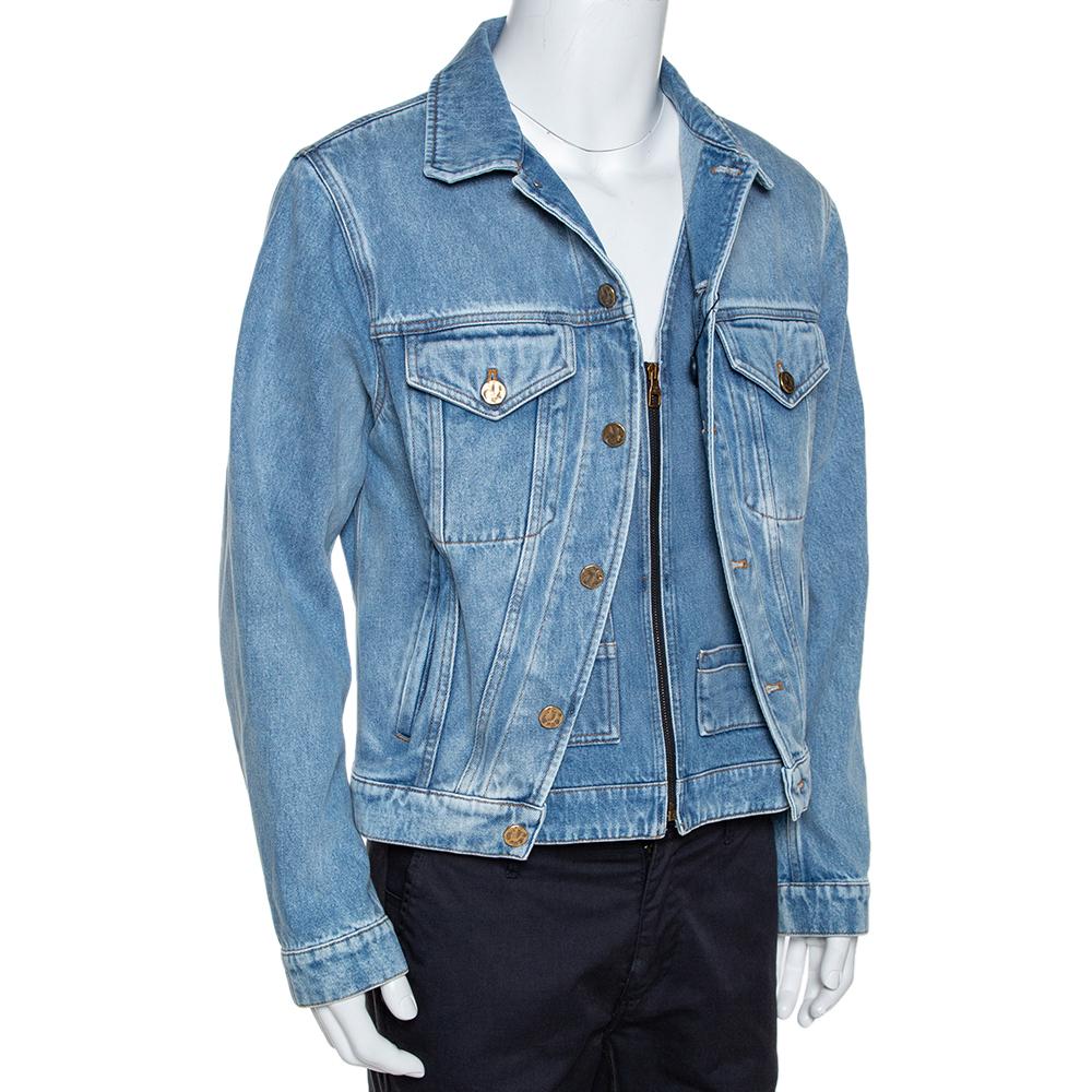 Louis Vuitton 2000s Blue Leather Jacket With Fur · INTO